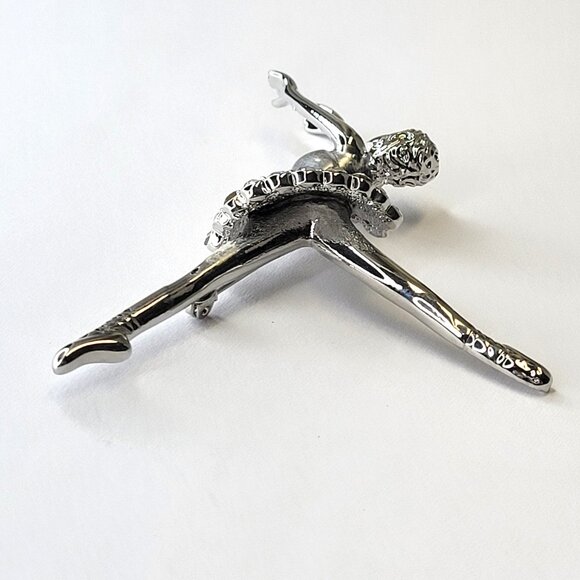 Rhinestone Ballet Dance Brooch Pin Silver tone Dancer Brooch - Picture 6 of 13